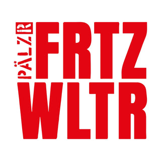 Rotes fettes Sans-Serif-Schriftart-Logo-Design auf weißem Hintergrund.