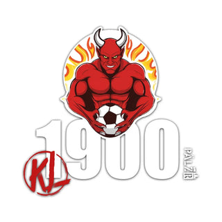 1900 Palme Fußball-Aufkleber mit Teufel-Design.