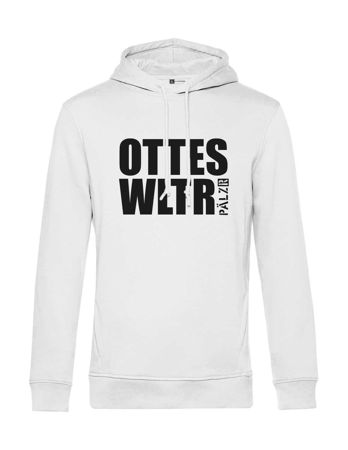 Männer Hoodie | OTTES WLTR | weiss | Logo schwarz