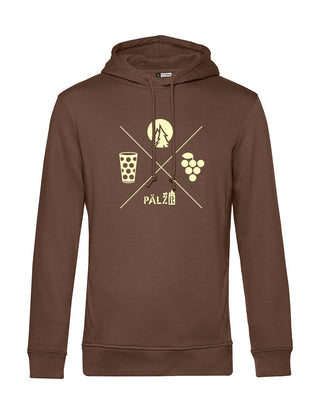 Männer Hoodie | Wald und Woi | baumbraun | Logo beige