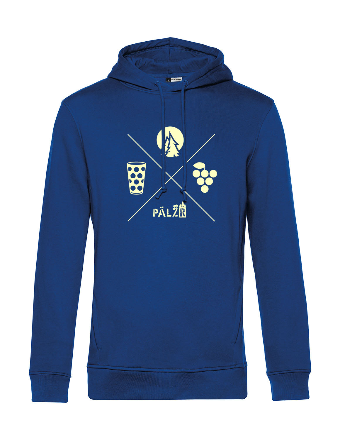 Männer Hoodie | Wald und Woi | blau | Logo beige