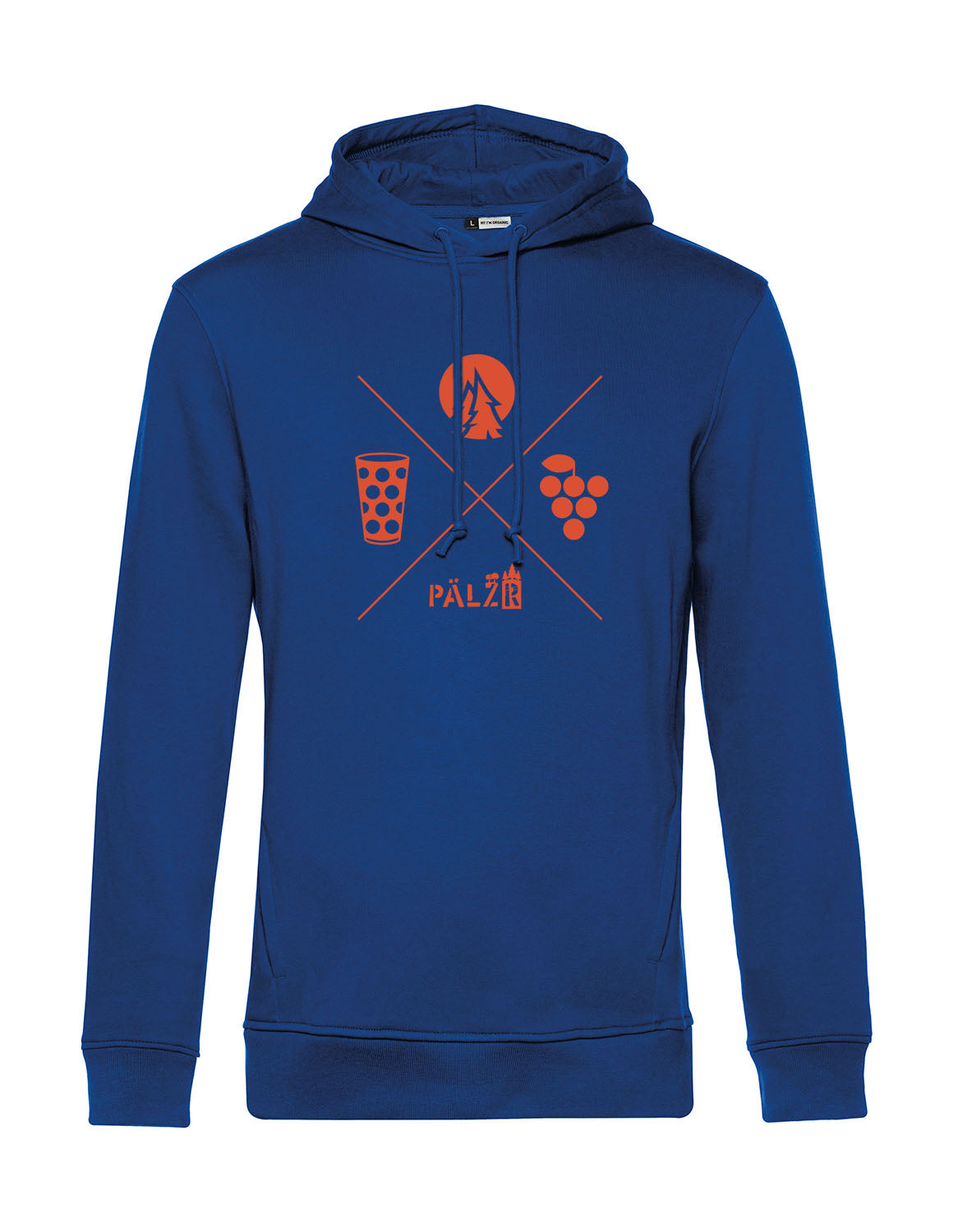 Männer Hoodie | Wald und Woi | blau | Logo orange