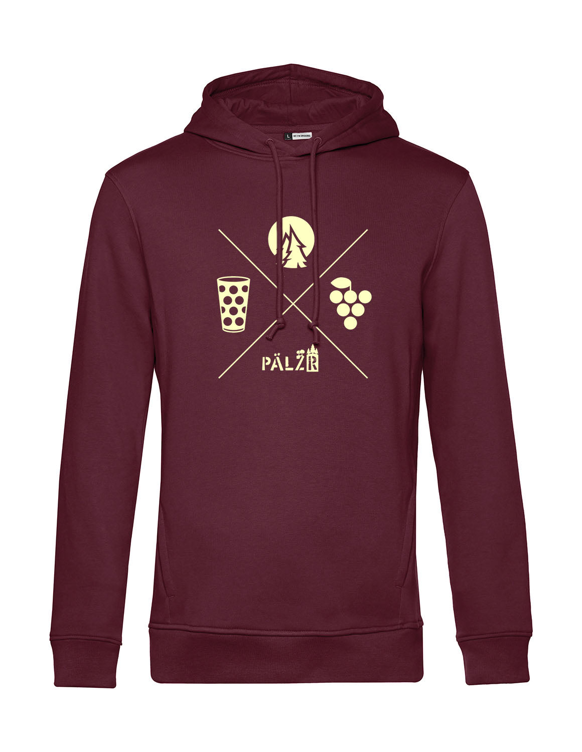 Männer Hoodie | Wald und Woi | burgundy | Logo beige