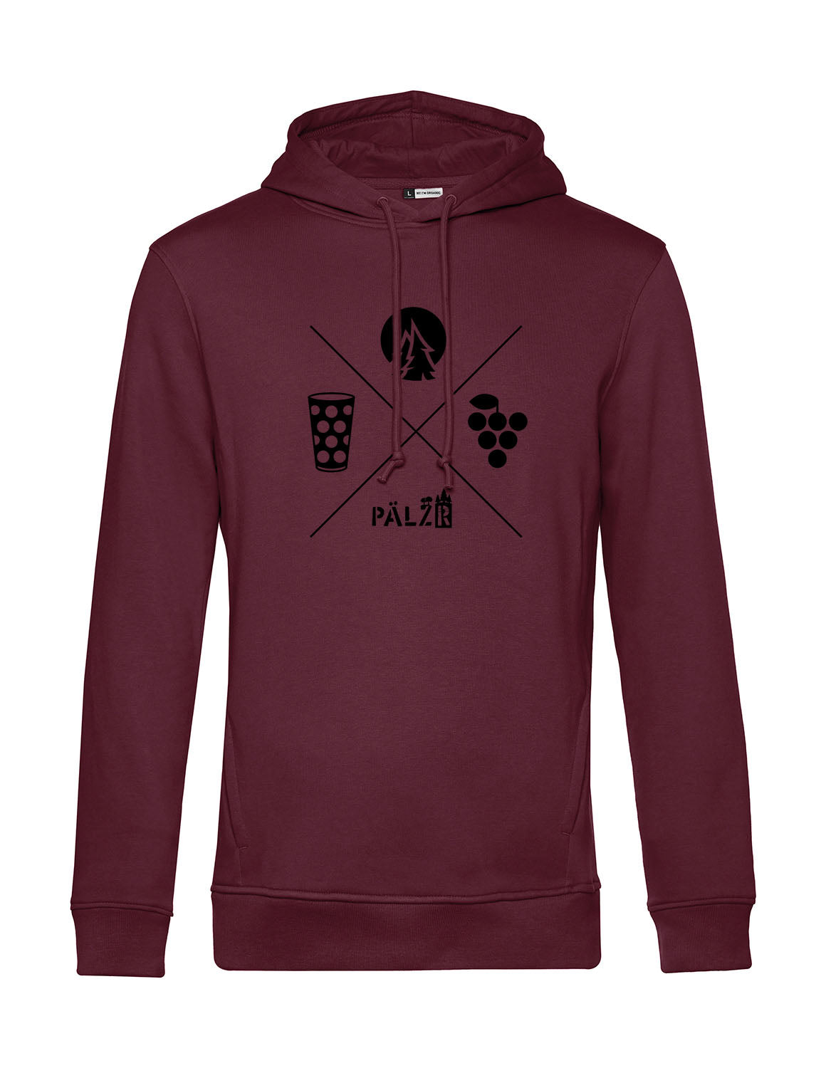 Männer Hoodie | Wald und Woi | burgundy | Logo schwarz