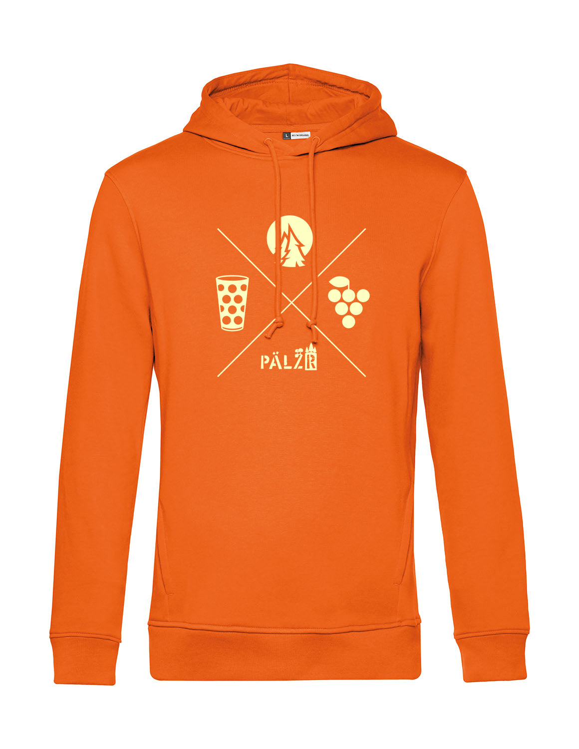 Männer Hoodie | Wald und Woi | orange | Logo beige