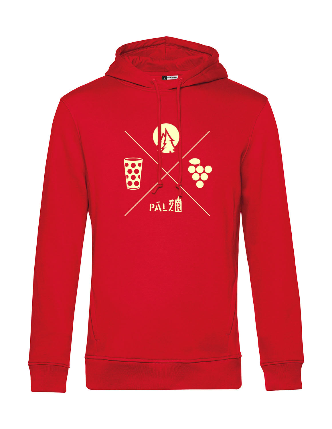 Männer Hoodie | Wald und Woi | rot | Logo beige