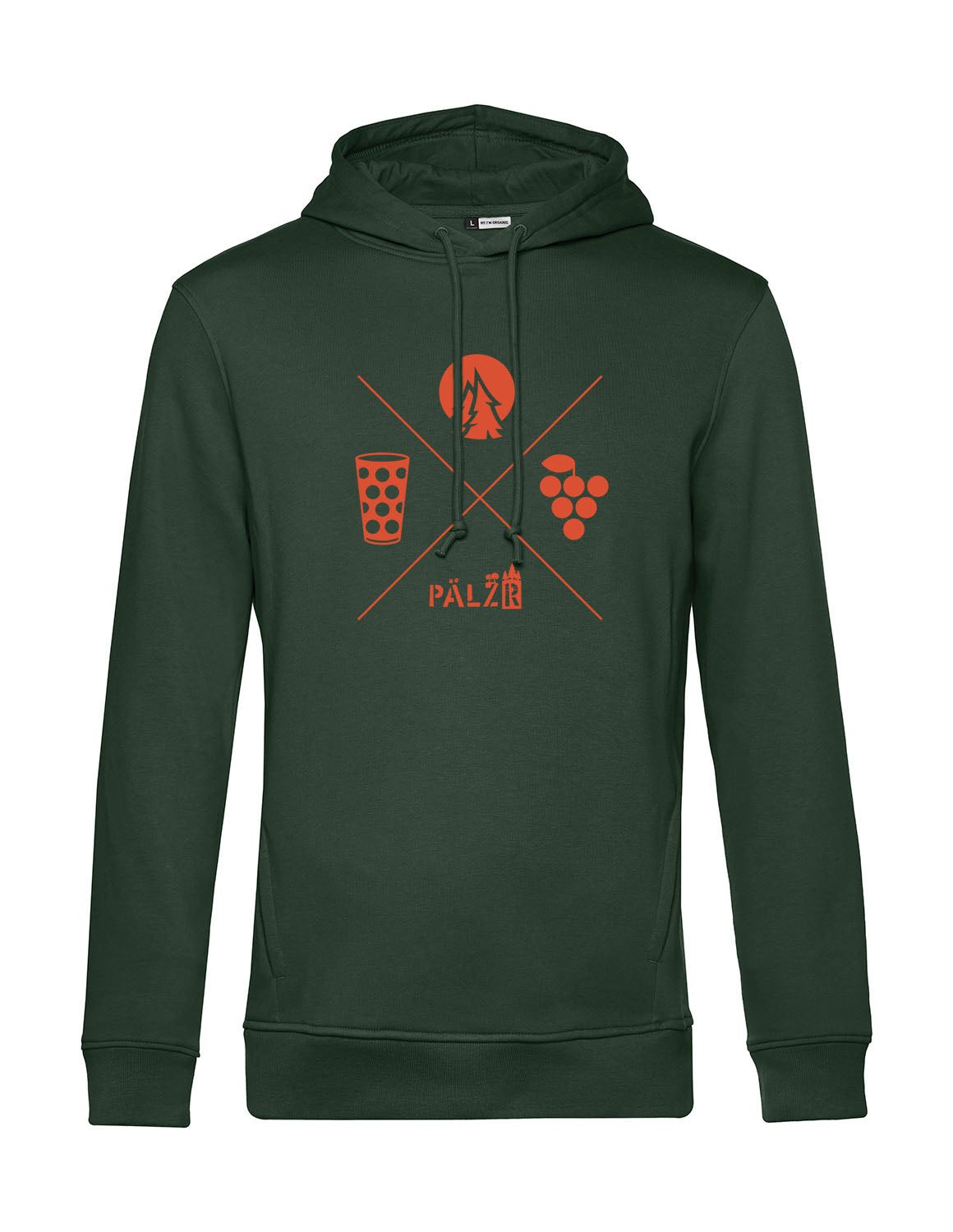 Männer Hoodie | Wald und Woi | waldgrün | Logo orange