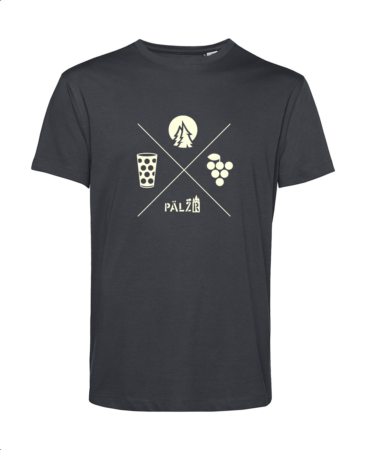 Männer | T-Shirt | Wald und Woi | asphalt | Logo beige