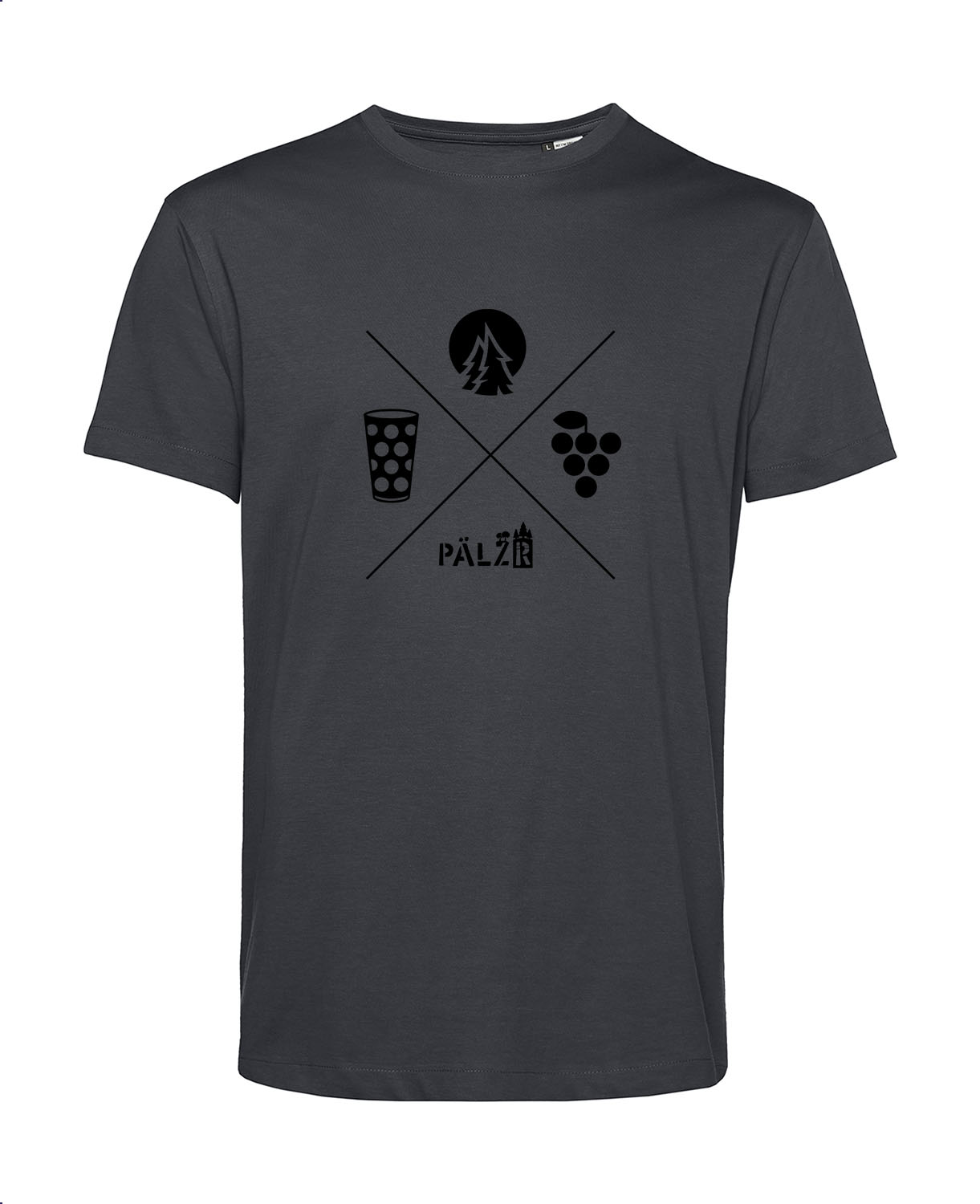 Männer | T-Shirt | Wald und Woi | asphalt | Logo schwarz