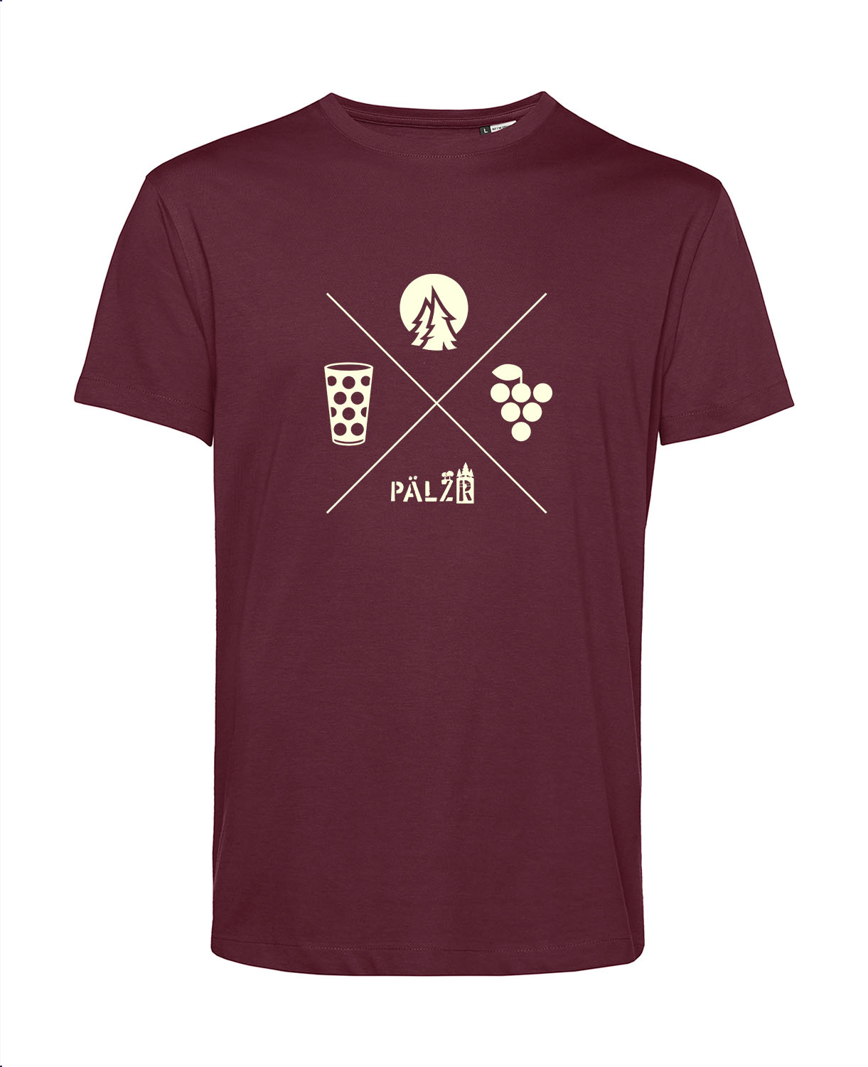 Männer | T-Shirt | Wald und Woi | burgundy | Logo beige