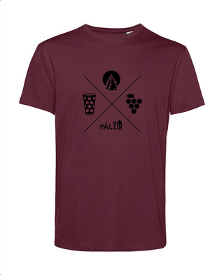 Männer | T-Shirt | Wald und Woi | burgundy | Logo schwarz