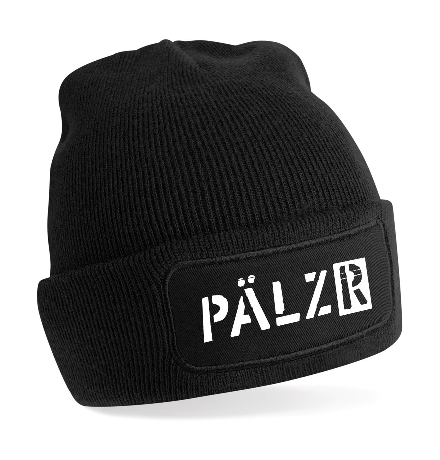 PÄLZR | Beanie Mütze | schwarz | Logo weiss