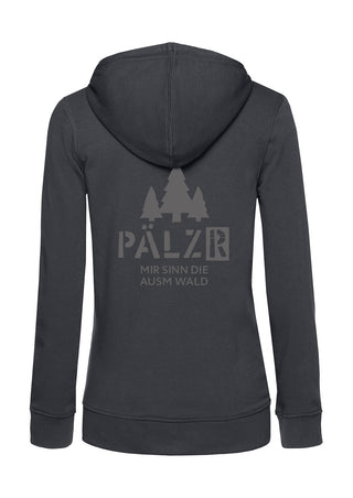 Frauen Zipper | BACKPRINT | Mir sinn die ausm Wald | asphalt | Logo anthrazit