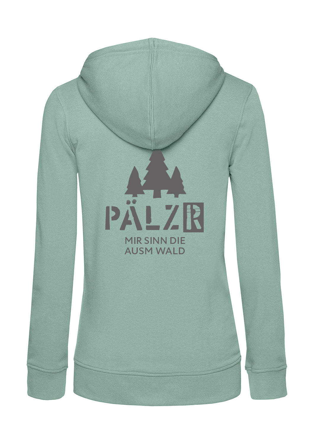 Frauen Zipper | BACKPRINT | Mir sinn die ausm Wald | sage | Logo anthrazit