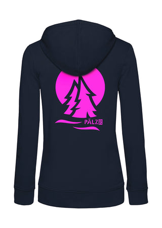 Frauen Zipper | BACKPRINT | PÄLZRWald ZWEI | navy | Logo neonpink