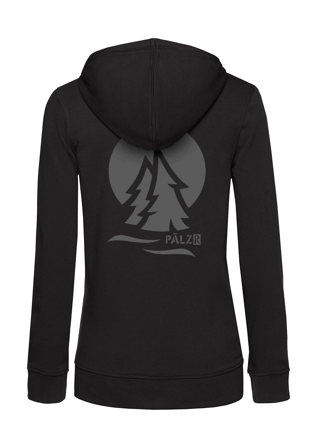 Frauen Zipper | BACKPRINT | PÄLZRWald ZWEI | schwarz | Logo anthrazit