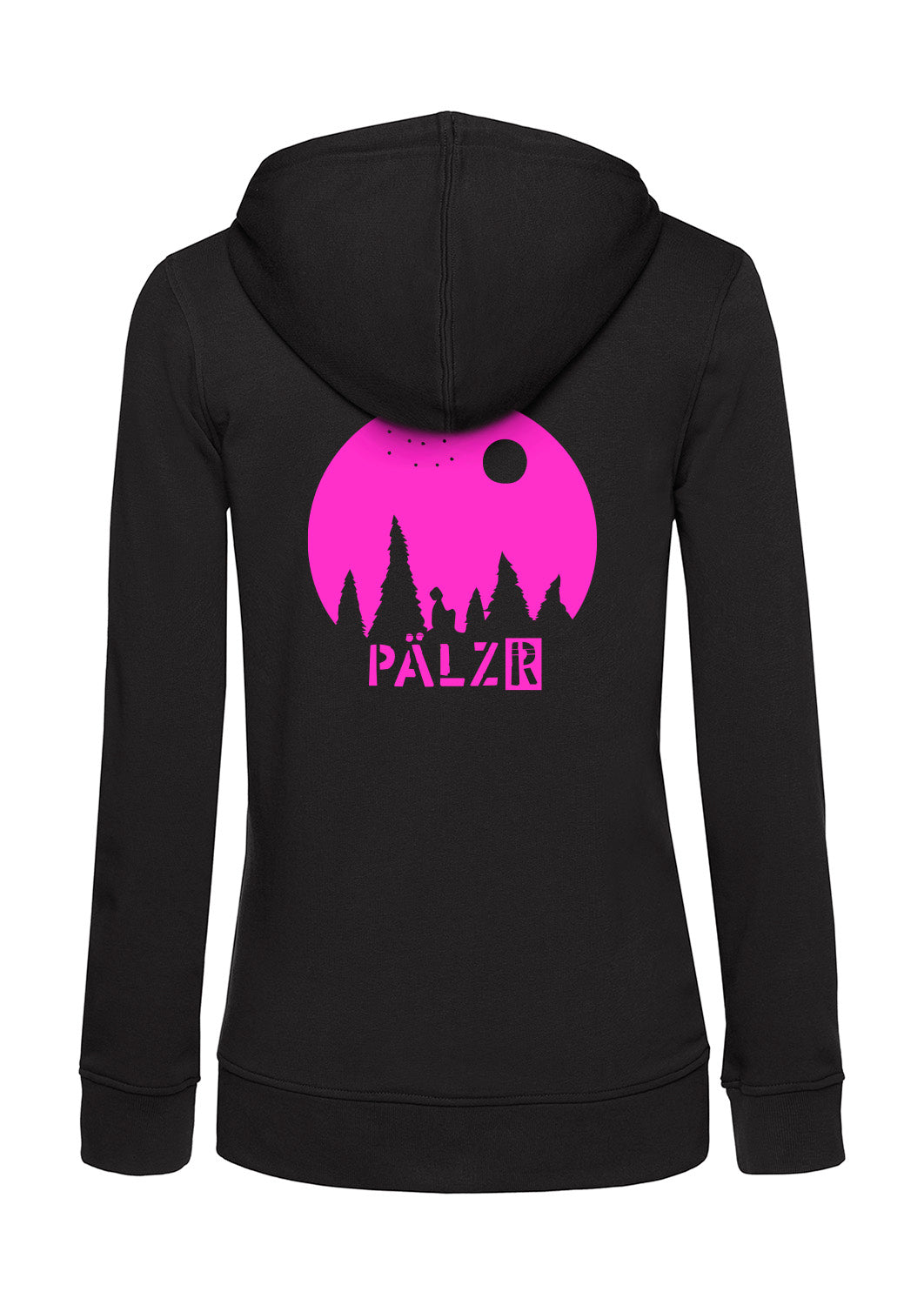 Frauen Zipper | BACKPRINT | Sternegugger | schwarz | Logo neonpink