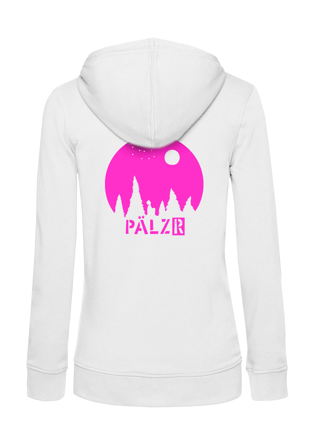 Frauen Zipper | BACKPRINT | Sternegugger | weiss | Logo neonpink