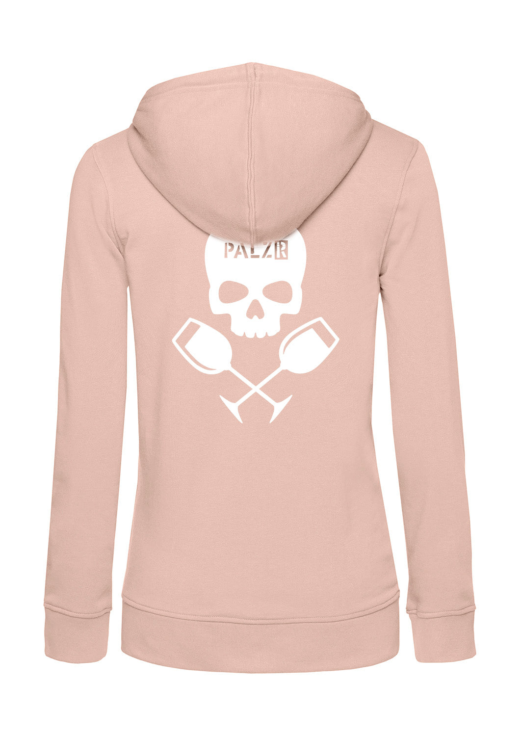 Frauen Zipper | BACKPRINT | Weinpirat | softrose | Logo weiss