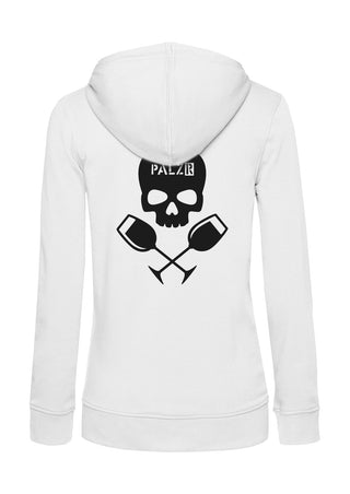 Frauen Zipper | BACKPRINT | Weinpirat | weiss | Logo schwarz