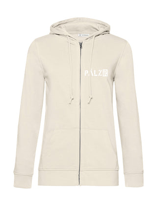 Frauen Zipper | BACKPRINT | Mir sinn die ausm Wald | creme | Logo weiss