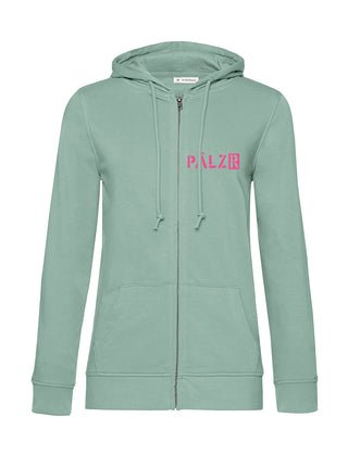 Frauen Zipper | BACKPRINT | Mir sinn die ausm Wald | sage | Logo neonpink