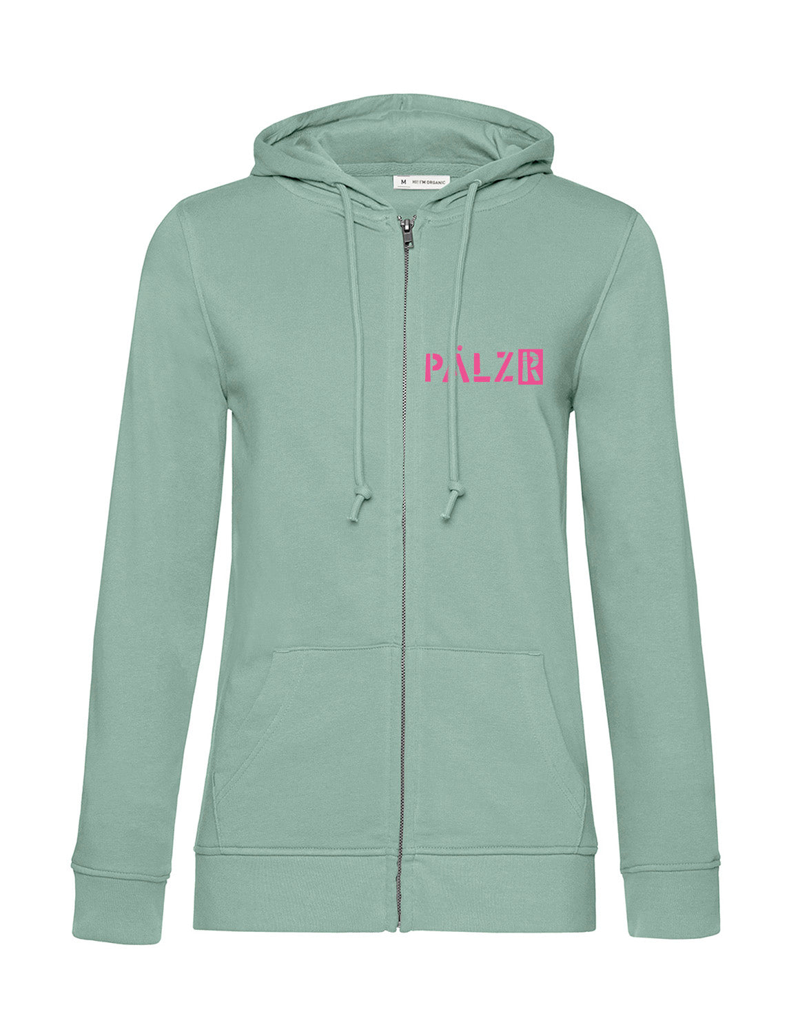 Frauen Zipper | BACKPRINT | PÄLZRWald ZWEI | sage | Logo neonpink