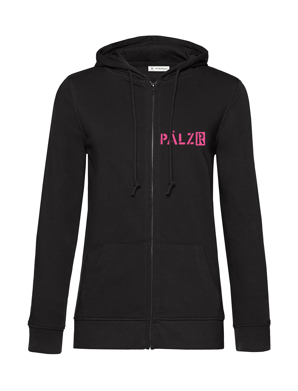 Frauen Zipper | BACKPRINT | PÄLZRWald ZWEI | schwarz | Logo neonpink