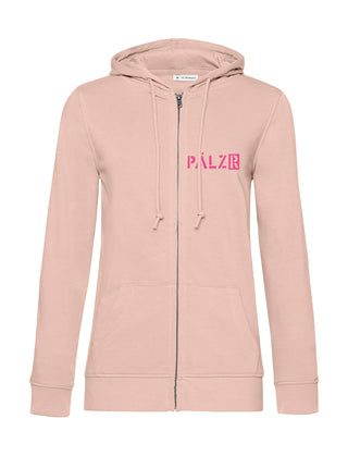 Frauen Zipper | BACKPRINT | Mir sinn die ausm Wald | softrose | Logo neon-pink