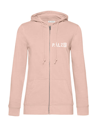 Frauen Zipper | BACKPRINT | Weinpirat | softrose | Logo weiss