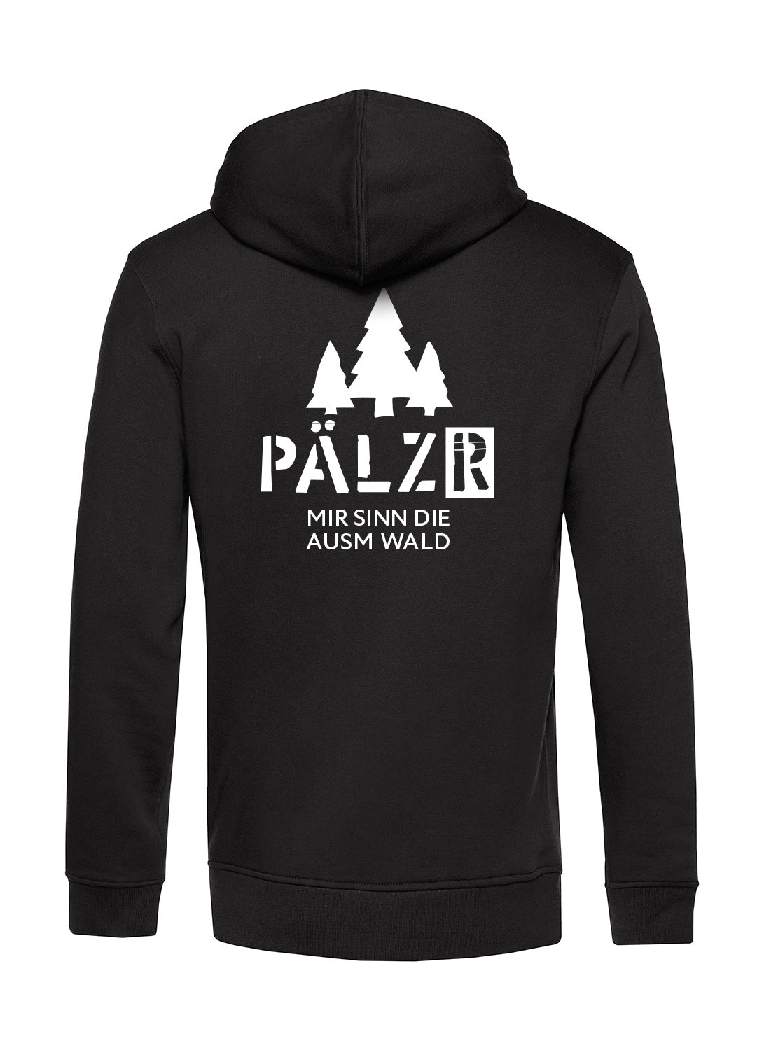 Männer | Zipper | Backprint | Mir sinn die ausm Wald | schwarz | Logo weiss