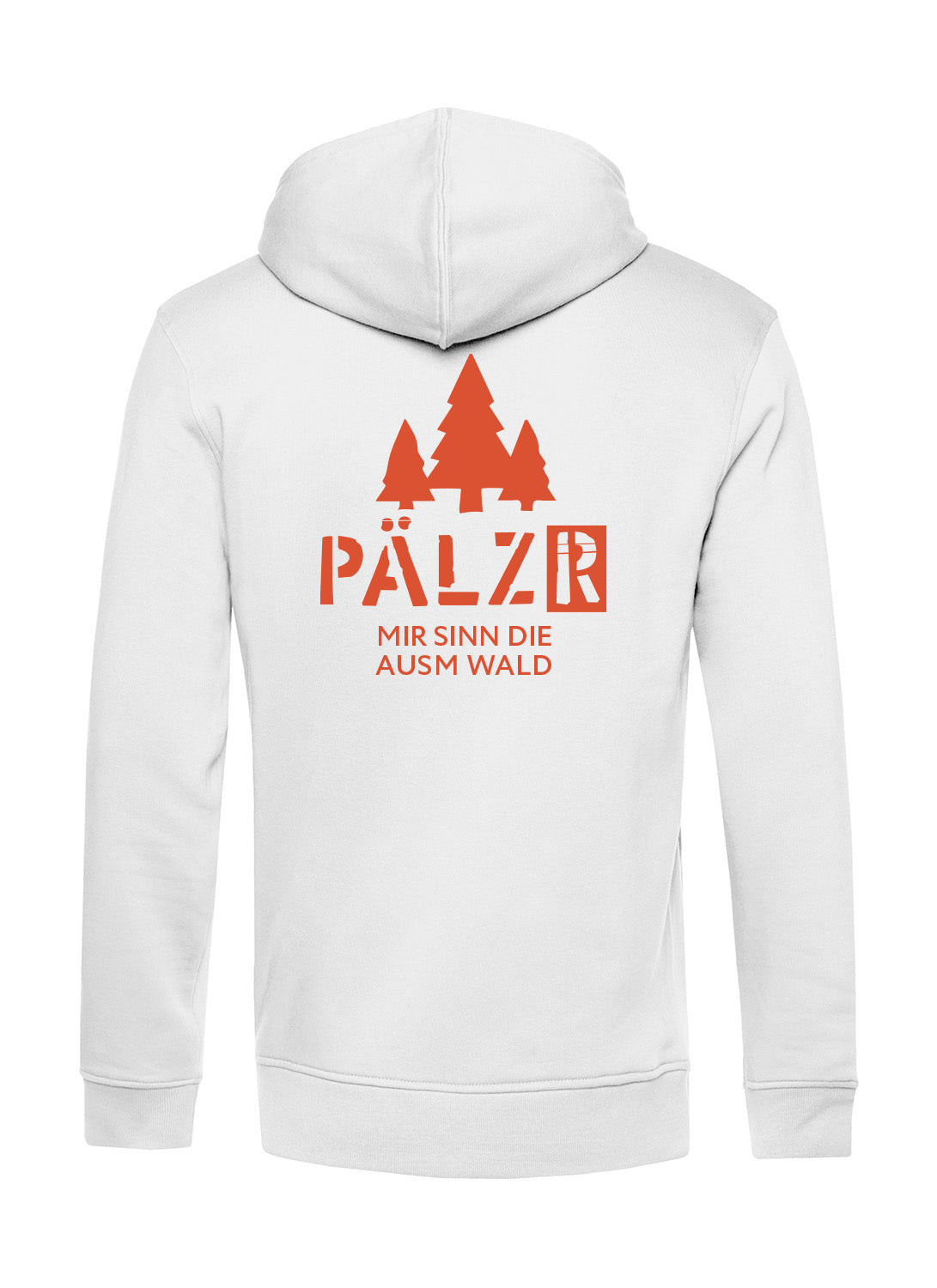 Männer | Zipper | Backprint | Mir sinn die ausm Wald | weiss | Logo orange