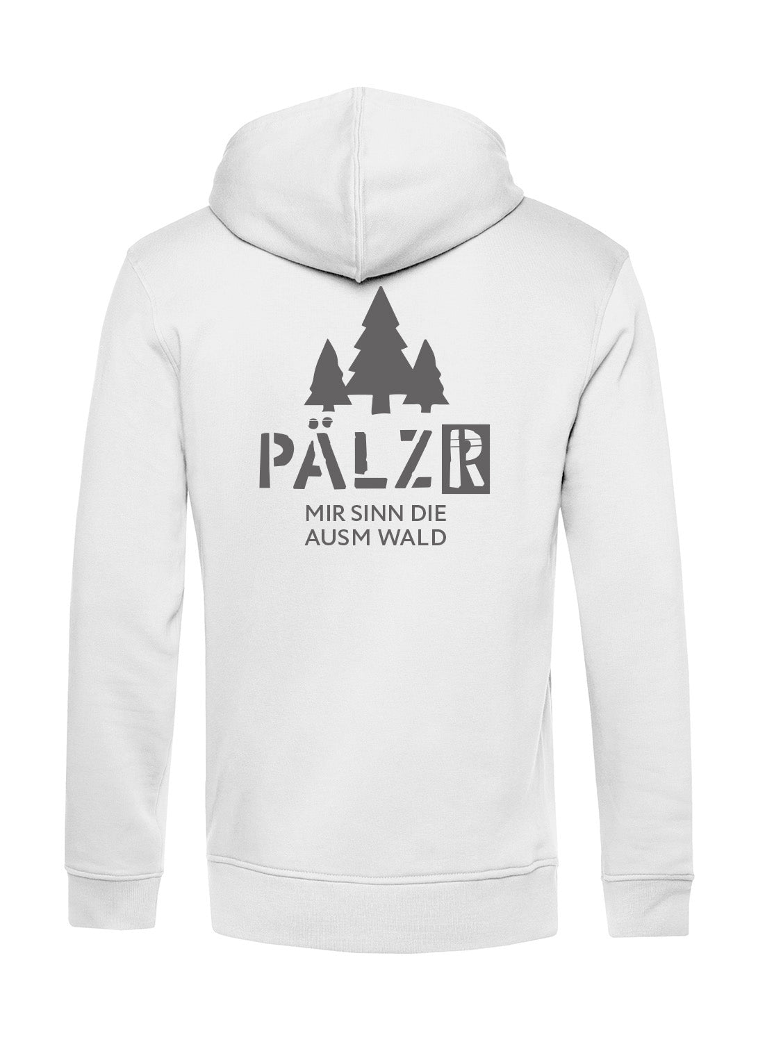 Männer | Zipper | Backprint | Mir sinn die ausm Wald | weiss | Logo anthrazit