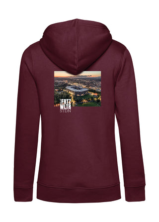 Frauen Backprint Hoodie | FRTZ WLTR STDN #2 | burgundy