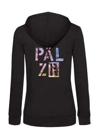 Frauen Backprint Zipper | PÄLZR 2025 | schwarz | Mandelblüte