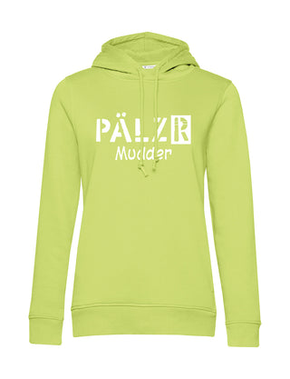 Frauen Hoodie | PÄLZR Mudder | limone | Logo weiss