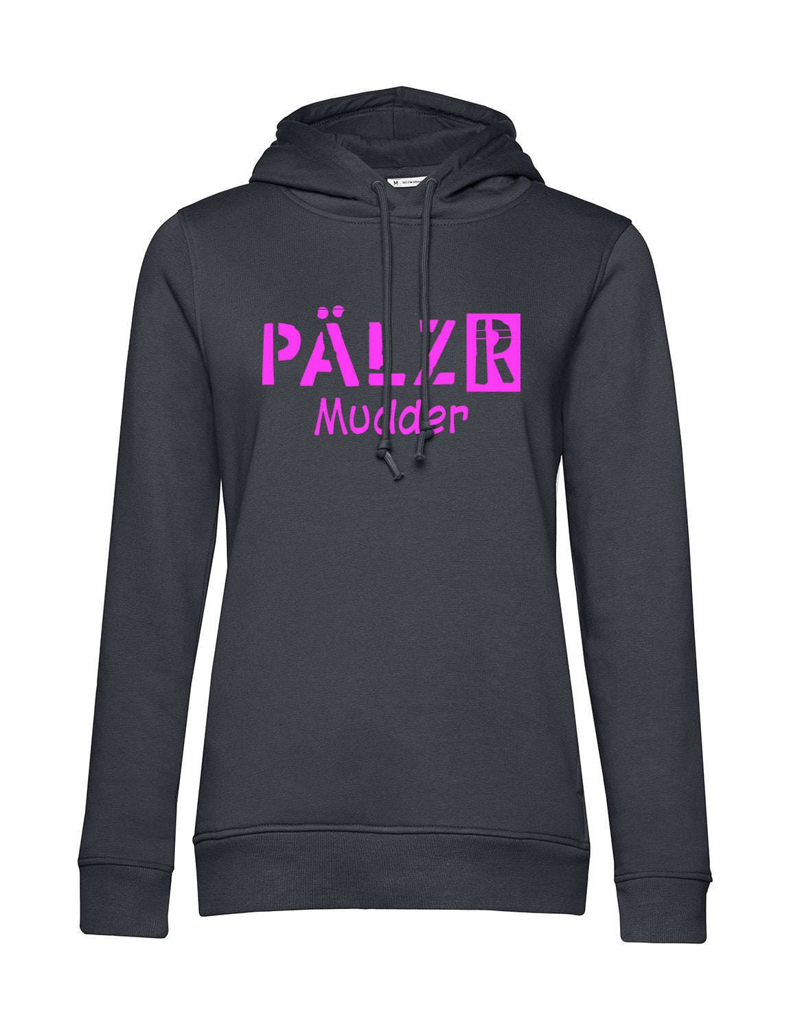 Frauen Hoodie | PÄLZR Mudder | asphalt | Logo neon-pink