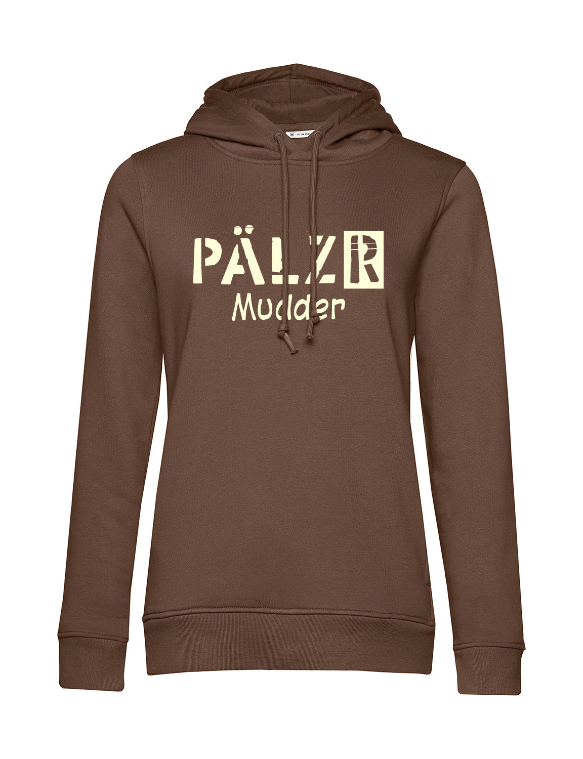 Frauen Hoodie | PÄLZR Mudder | baumbraun | Logo beige