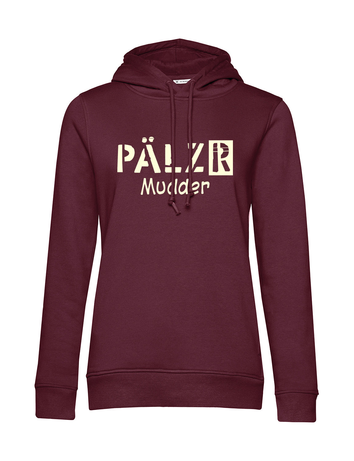 Frauen Hoodie | PÄLZR Mudder | burgundy | Logo beige