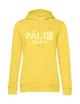 Frauen Hoodie | PÄLZR Mudder | limogelb | Logo beige