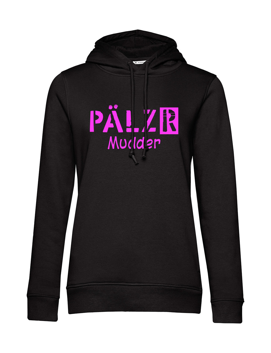 Frauen Hoodie | PÄLZR Mudder | schwarz | Logo neon-pink