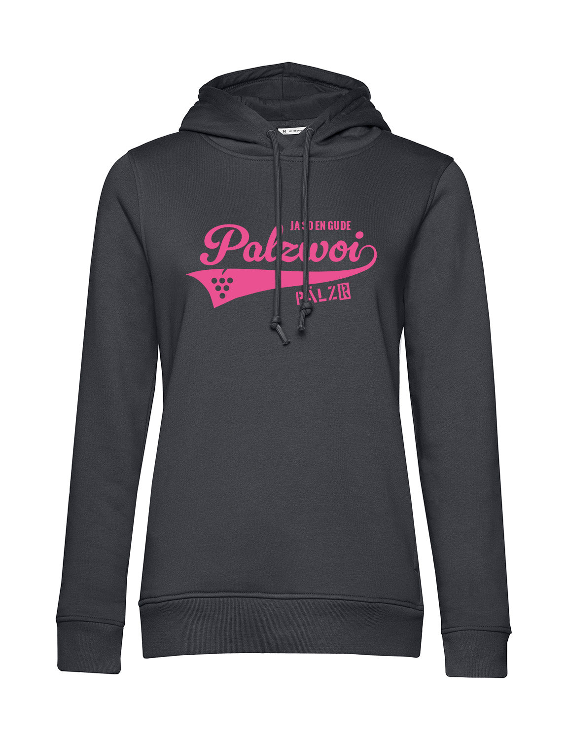 Frauen | Hoodie | PALZWOi | asphalt | Logo neon-pink