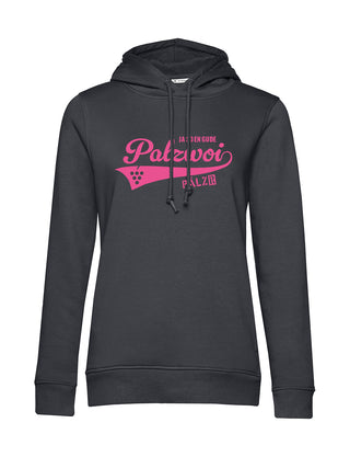 Frauen | Hoodie | PALZWOi | asphalt | Logo neon-pink