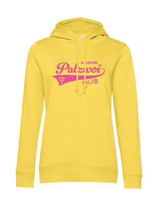 Frauen | Hoodie | PALZWOi | limogelb | Logo neon-pink