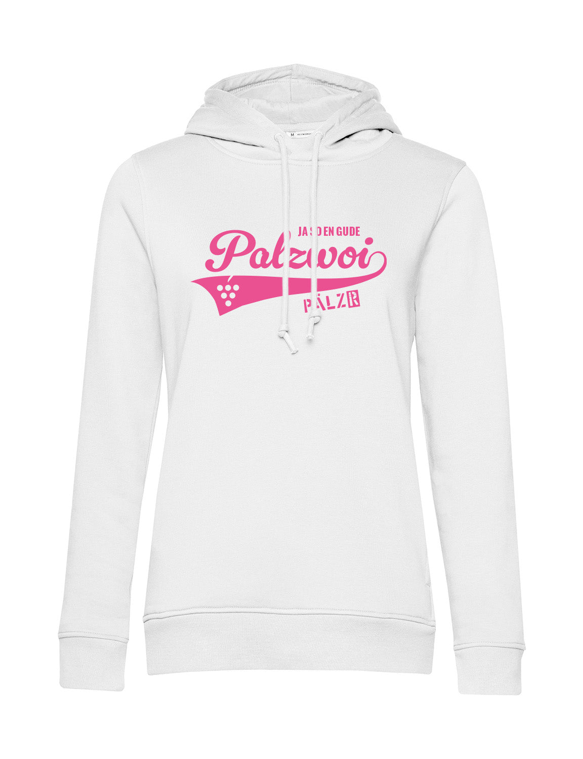 Frauen | Hoodie | PALZWOi | weiss | Logo neon-pink