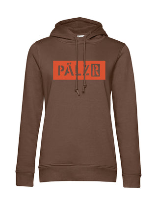 Frauen Hoodie | baumbraun | Logo -N- orange