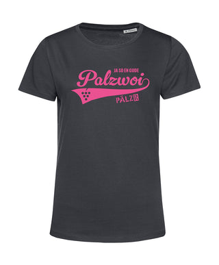 Frauen | T-Shirt | PALZWOi | asphalt | Logo neon-pink