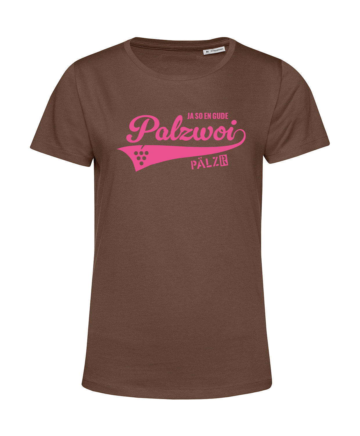 Frauen | T-Shirt | PALZWOi | baumbraun | Logo neon-pink