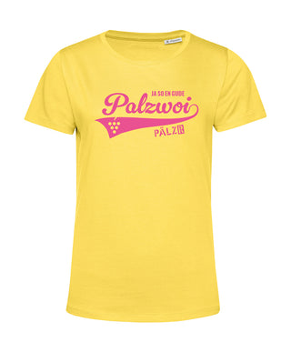 Frauen | T-Shirt | PALZWOi | limogelb | Logo neon-pink