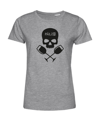 Frauen | T-Shirt | Weinpirat | heather-grey | Logo schwarz